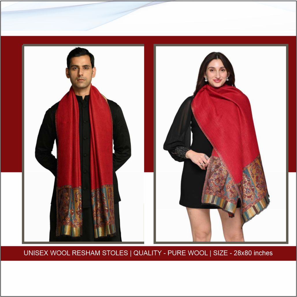 Unisex Pure Wool Resham Stoles - Image 4