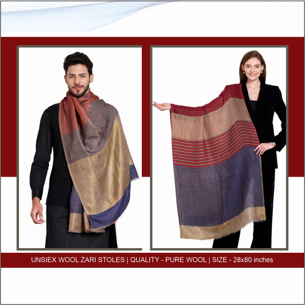 Unisex Pure Wool Zari Stoles - Image 3