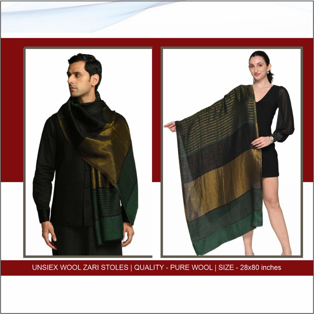 Unisex Pure Wool Zari Stoles